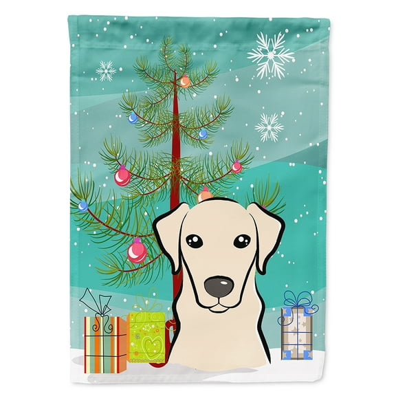 Caroline's Treasures BB1594CHF Christmas Tree and Yellow Labrador Flag Canvas House Size , Large, multicolor