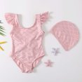 thumbnail image 4 of Hienoo Girls Cute Bow Ruffle One-Piece Swimsuit with Hat Swimwear Bathing Suits, 4 of 7