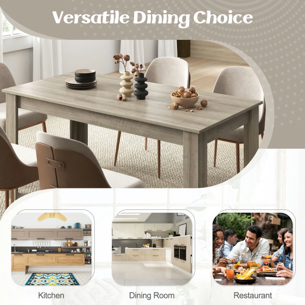Spaco 63 Inch Rectangular Modern Dining Kitchen Table-Light Gray,