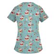 thumbnail image 4 of Pntutb Blusa de Navidad para Mujer, Uniforme de Mujer Ropa de Trabajo Estampado de Navidad con Cuello en V Tops de Manga Corta con Bolsillo Pntutb Pntutb-5781, 4 of 4