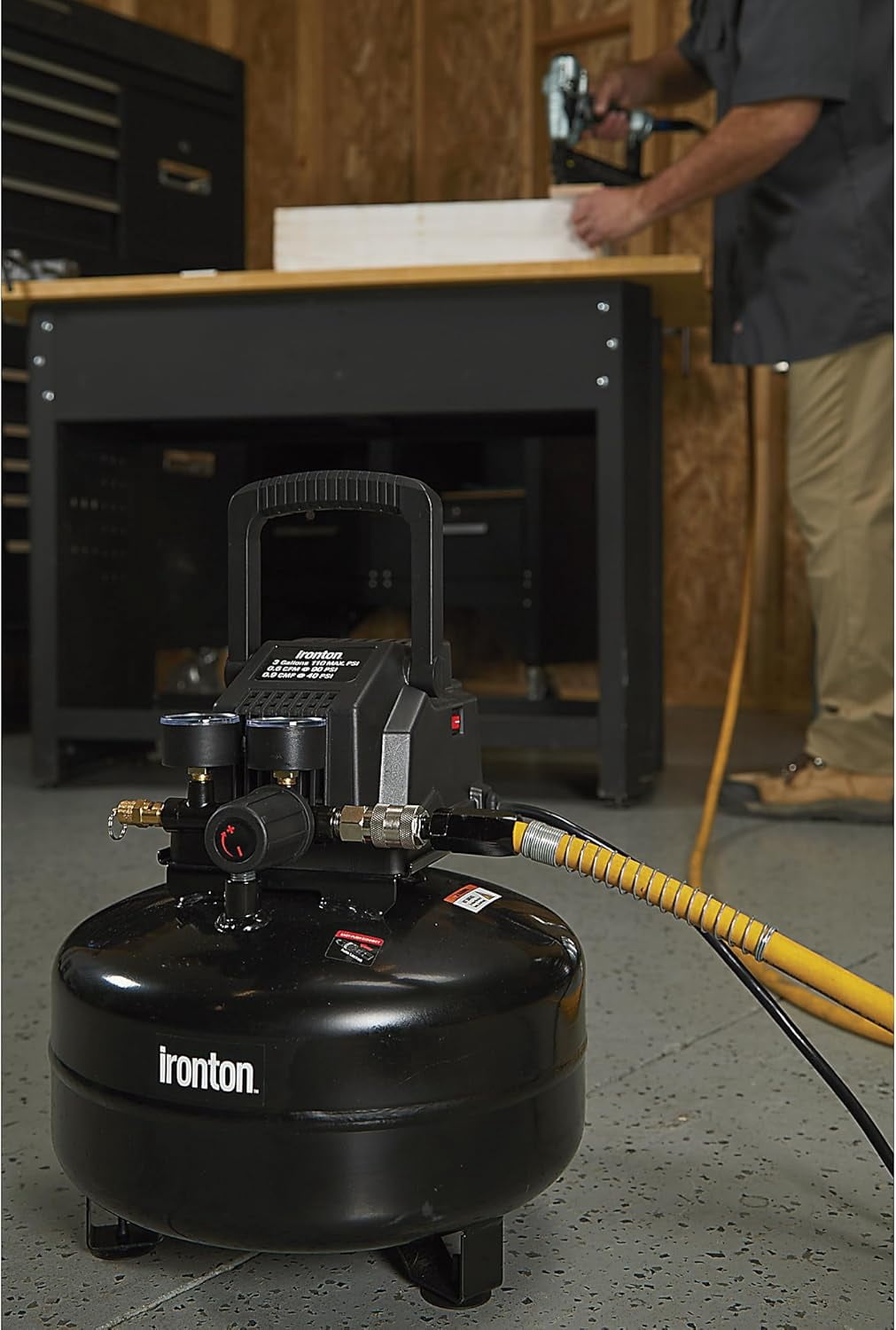 TimHome-US Oil-Free Pancake Air Compressor, 0.3 HP, 3 Gallons, 110 PSI