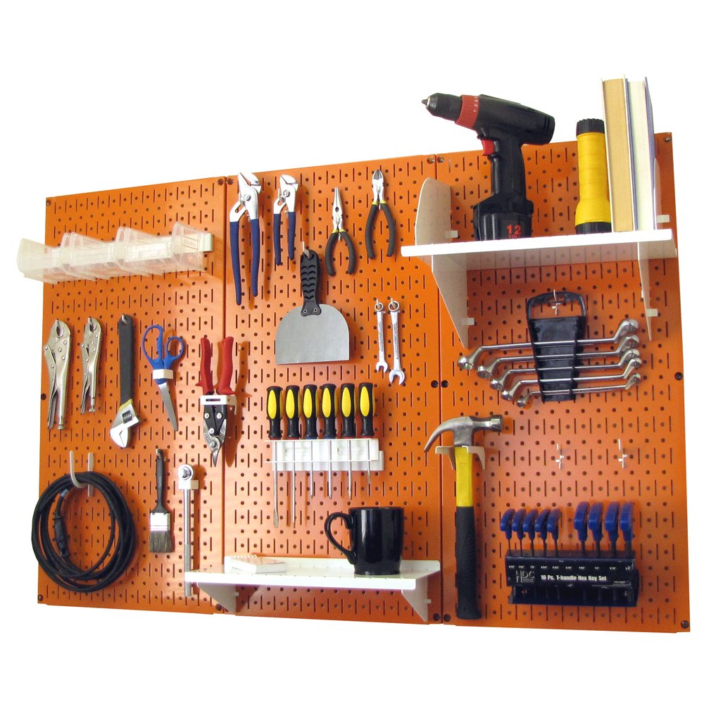 4ft Metal Pegboard Standard Tool Storage Kit Orange Toolboard & White