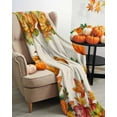 thumbnail image 3 of Fall Pumpkin Flannel Blanket for Bed,Travel and Camping, Watercolor Plant Super Soft Cozy Blanket for All Seasons 30"x40", 3 of 6