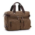 thumbnail image 1 of RUNROTOO Men Satchel Bag Canvas Backpack Coffee for School with Laptop Compartment 1Set, 1 of 5