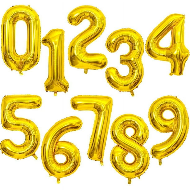Globos de aluminio con números para niños y adultos, globo de helio con figuras de Números de Oro rosa y plata, decoración de cumpleaños y boda, suministros para fiestas, 32/40 pulgadas