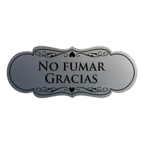 Designer Spanish No fumar Gracias Sign (Brushed Silver) - Large