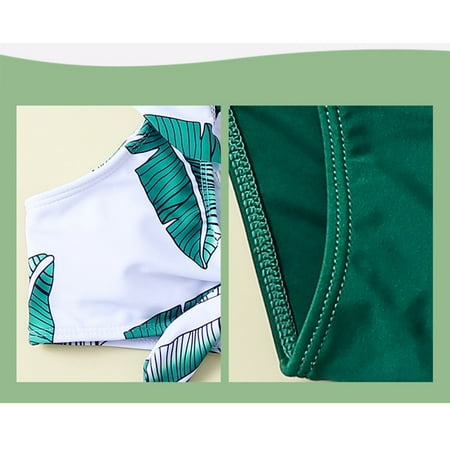 

Gubotare Toddler Summer Girls Floral Leaf Print Holiday Green Two Piece Swimwear Swimsuit Bikini Swimsuit for Kids Girls Green 6-7 Years