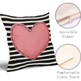 thumbnail image 3 of Valentines Day Pillow Covers 20X20 Inch Black White Stripes Pink Heart Decorative Square Pillow Cases Valentine''s Day Linen Throw Pillows Set of 2 Home Decor for Sofa Porch Couch Outdoor, 3 of 6