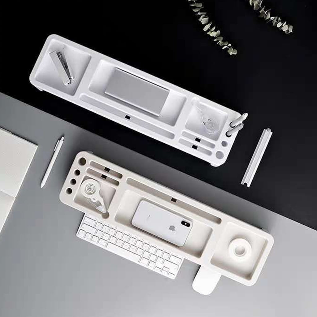 Plastic Desk Organizer Home Office Desktop Table Stationery Holder Keyboard Rack