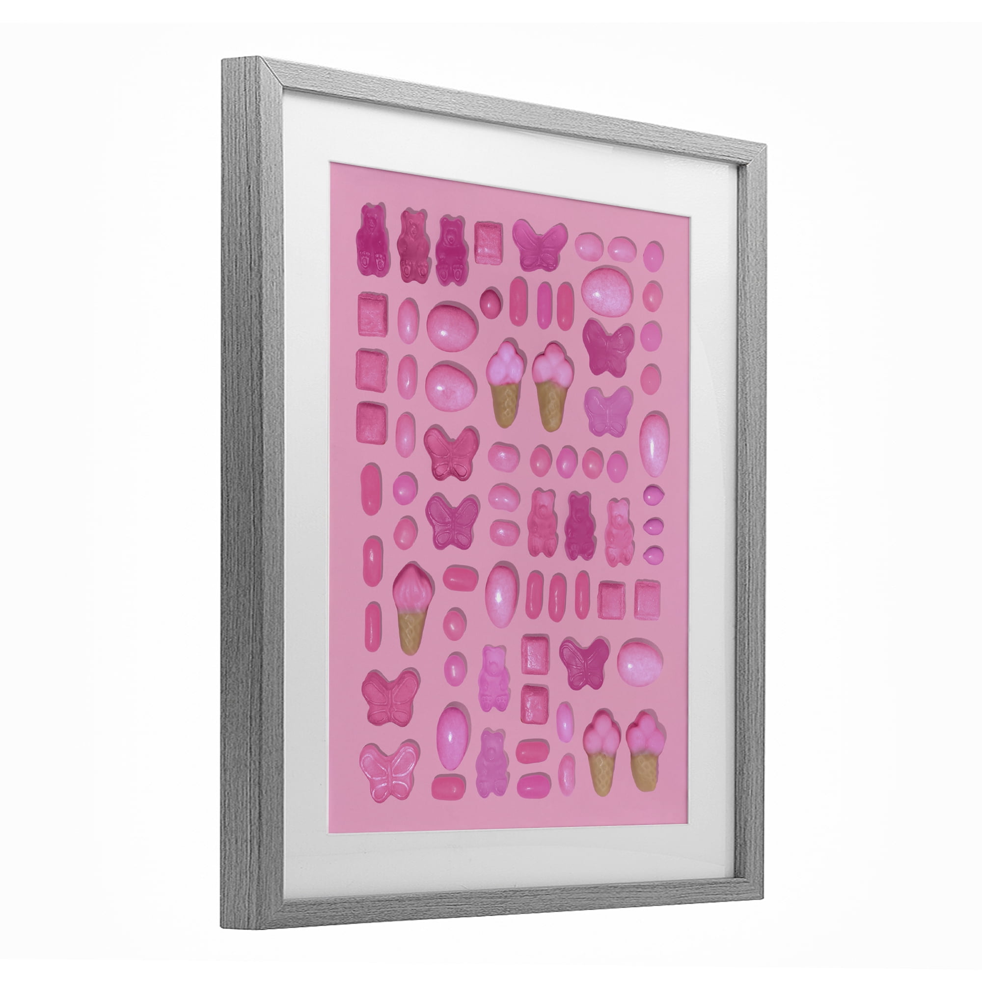 Stupell Industries Pink Toned Candies Gray Framed Print Under Glass, design by LISH Creative