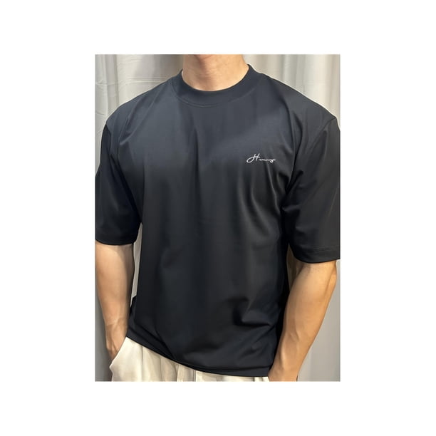 Camiseta de algodón de manga corta para hombre y mujer, transpirable, con hombros caídos, cuello redondo y estampado elegante en el pecho, tela preencogida para gimnasio, exteriores, playa, ropa infor
