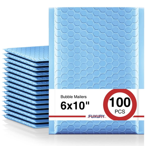 Sobres acolchados con burbujas Fuxury 100 piezas 15 x 25 cm azul claro