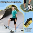 thumbnail image 4 of Kids Trainer Socks Boys Sports Ankle Athletic Socks 12 Pairs Black White Design of Splicing Stripes Breathable Socks for 1-14 Years Children, 4 of 5