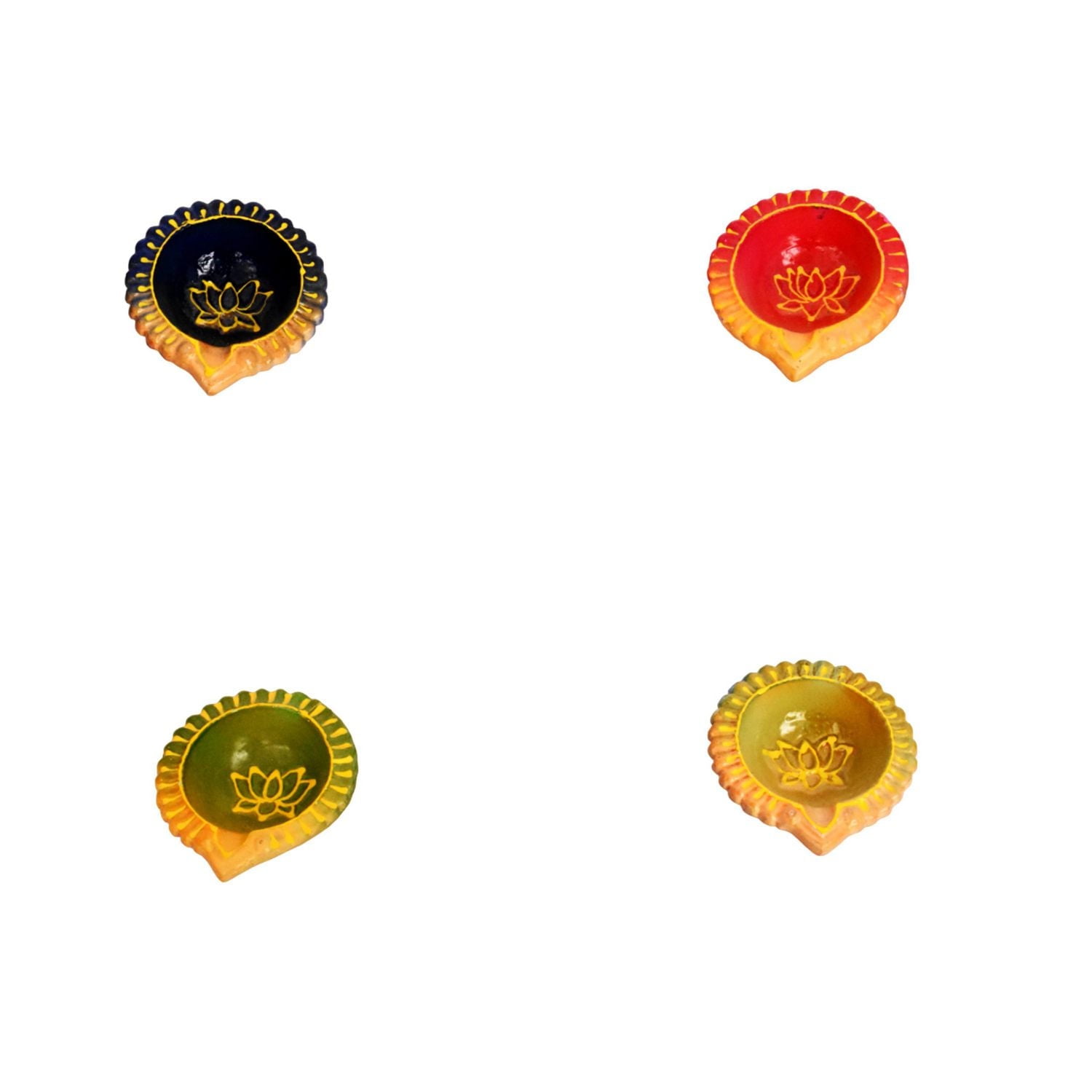 Way To Celebrate Diwali Decoration 4 Count Metal Casted Diyas Multicolor Finish