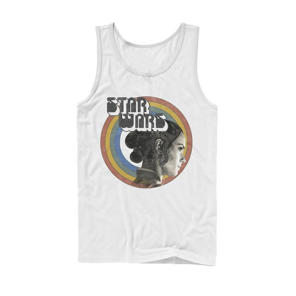 Men's Star Wars: The Rise of Skywalker Rey Vintage Rainbow  Tank Top White Large