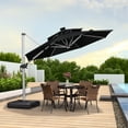 thumbnail image 2 of PURPLE LEAF 10FT Deluxe Round Solar Powered LED Patio Umbrella with Base, Large Offset Cantilever Umbrella with 360° Rotation, Black, 2 of 14