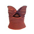 thumbnail image 4 of Biekopu Women’s Sexy Knitted Tube Tops Fashion Stripe Hollow Exposed Navel Backless Strapless Tops, 4 of 9