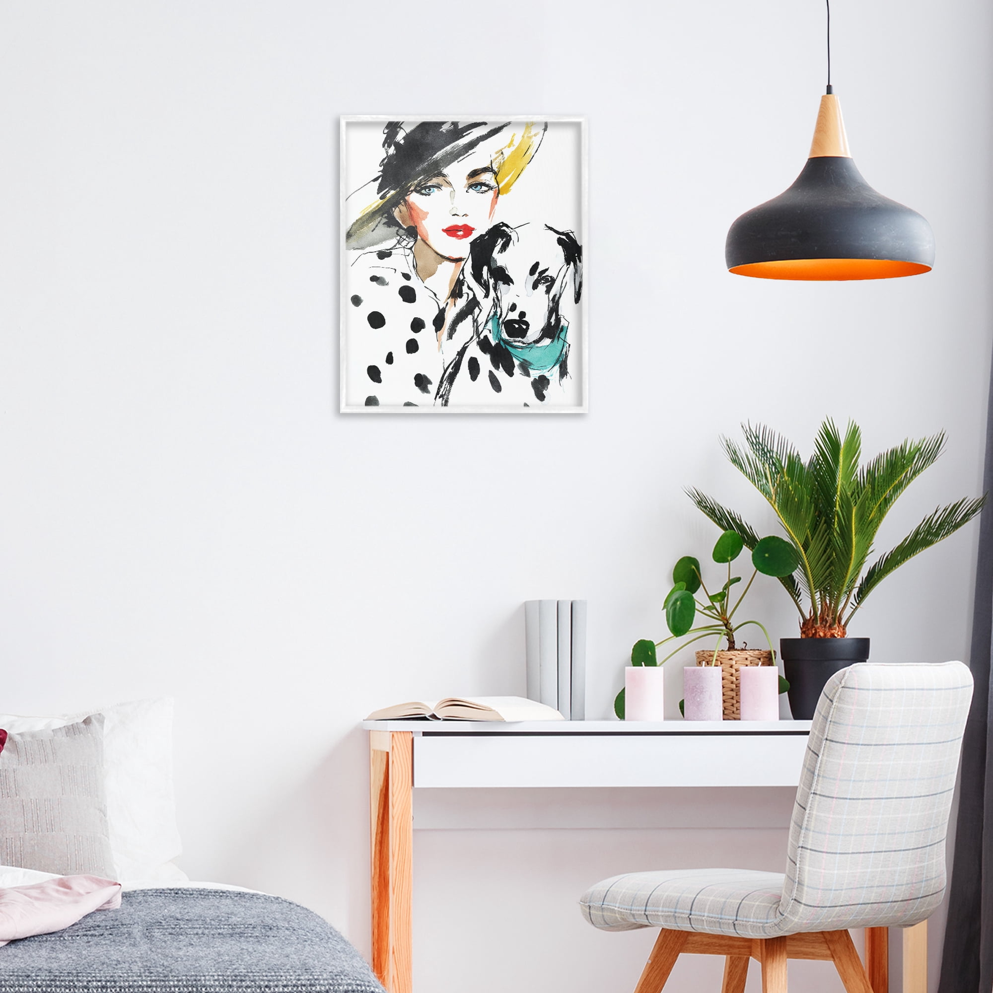 Stupell Industries Trendy Dalmatian Muse White Framed Giclee Art, design by Svetlana Aleynikova