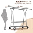 thumbnail image 5 of 78"W Heavy Duty Clothes Rack with Shelves 650LBS Rolling Clothing Racks for Hanging Clothes Collapsible Garment Rack, Chrome, 5 of 10