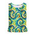thumbnail image 3 of Qiopertar Women's Tank Tops Summer Sleeveless Round-Neck Slim Fitted Blouse Side Ruched Basic Printed Tees Shirts Deals of the Week Clearance under $5 Saving Up To 90% Off, 3 of 4