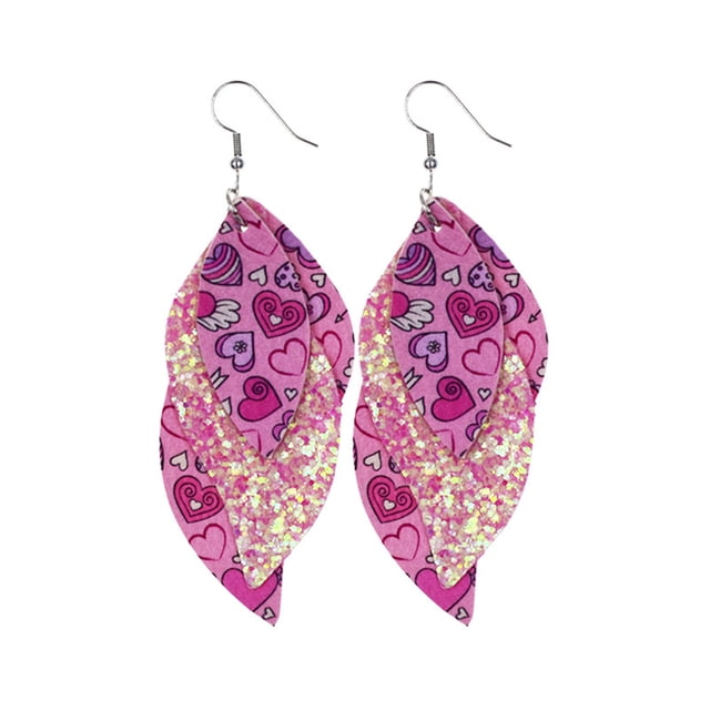 Pendientes para mujer, regalos para mujer, pendientes de San Valentín, pendientes con estampado de corazón y labios rojos de doble cara, pendientes de moda.