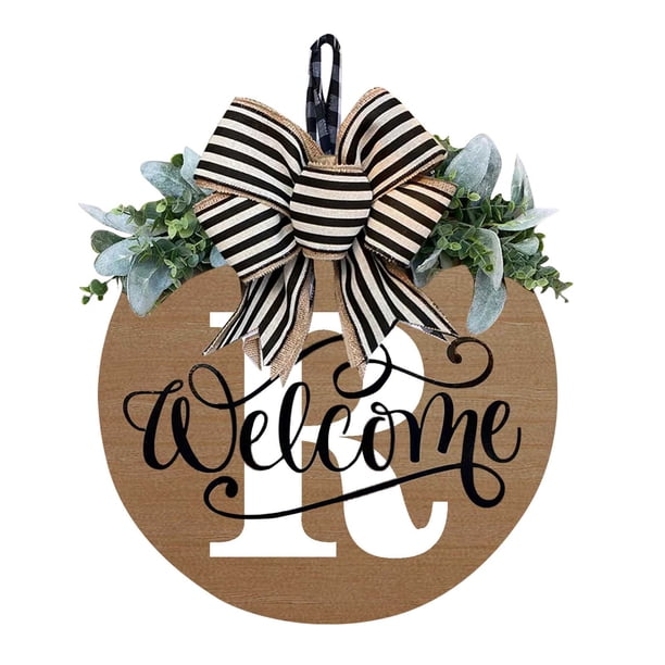 Front Door Wreath Decorative Hanging Plaques, Last Name Year Round, Wooden Frame, Festive Home Decor, Easy Installation, Metal Rolling, For Office, Elegant Door Accent,topliu