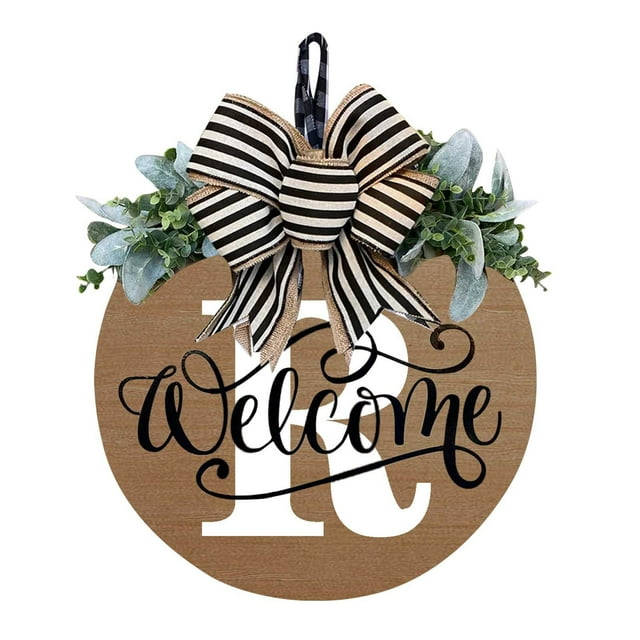 fheaev Last Name Year Round Front Door Wreath Decorative Hanging Plaques In Front Of The Door