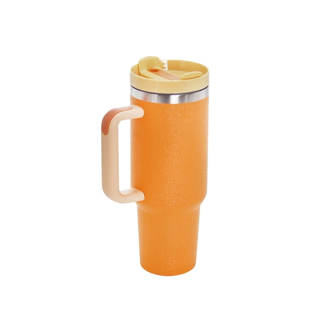 Termo Acero Inoxidable 40 OZ, Termos para Cafe, Termo con Popote Tapa y Asa, 1.2 Litros, Vasos Termicos Frio y Caliente, Aisladaal Aspiradora, Ideal para Agua, Te Helado o Cafe, Licuado