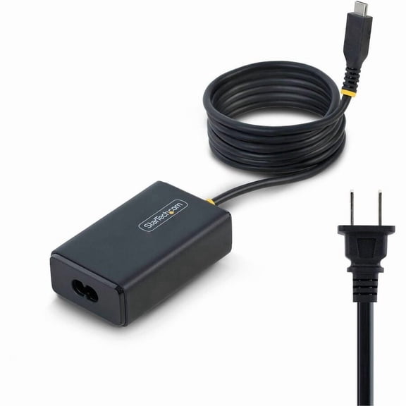 StarTech 65W USB-C Laptop Charger, 5ft (1.5m) Tethered USB-C Cable, Power Adapter Brick for Dell, XPS, HP ProBook, MacBook Pro