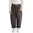 thumbnail image 5 of cfhntfmh Kids Corduroy Pants Casual Baggy Elastic Waisted Pants with Pocket Fall Winter Fashion Outfit (Dark Grey,7-8 Years), 5 of 5