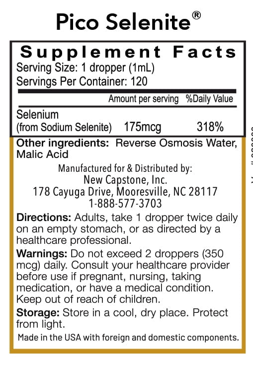 RnA ReSet Pico Selenite Liquid Selenium, 4.0 fl oz, Antioxidant and Thyroid Support, Non-GMO