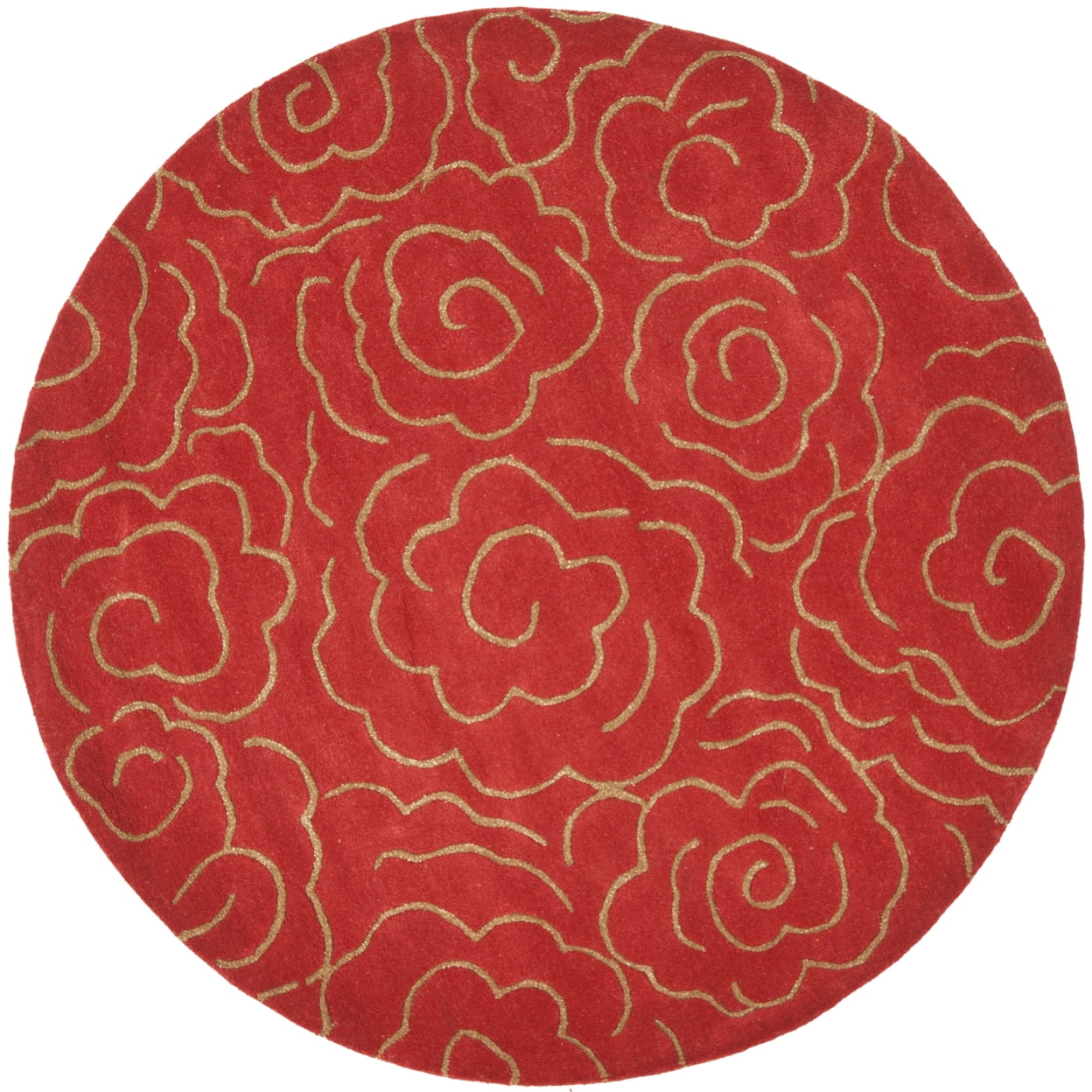 SAFAVIEH Soho Trinity Floral Wool Area Rug, Red, 8' x 8' Square