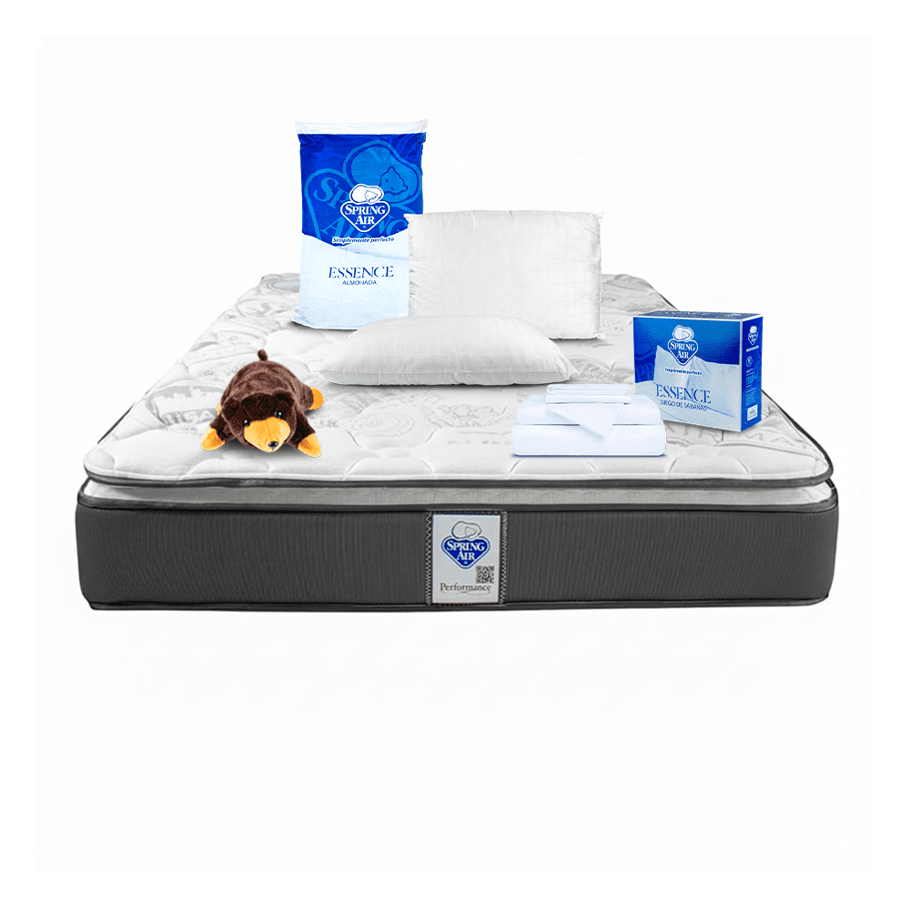 Colchón Coney Matrimonial + Almohada Peach Feel + Sábana Ess Blanco + Gato