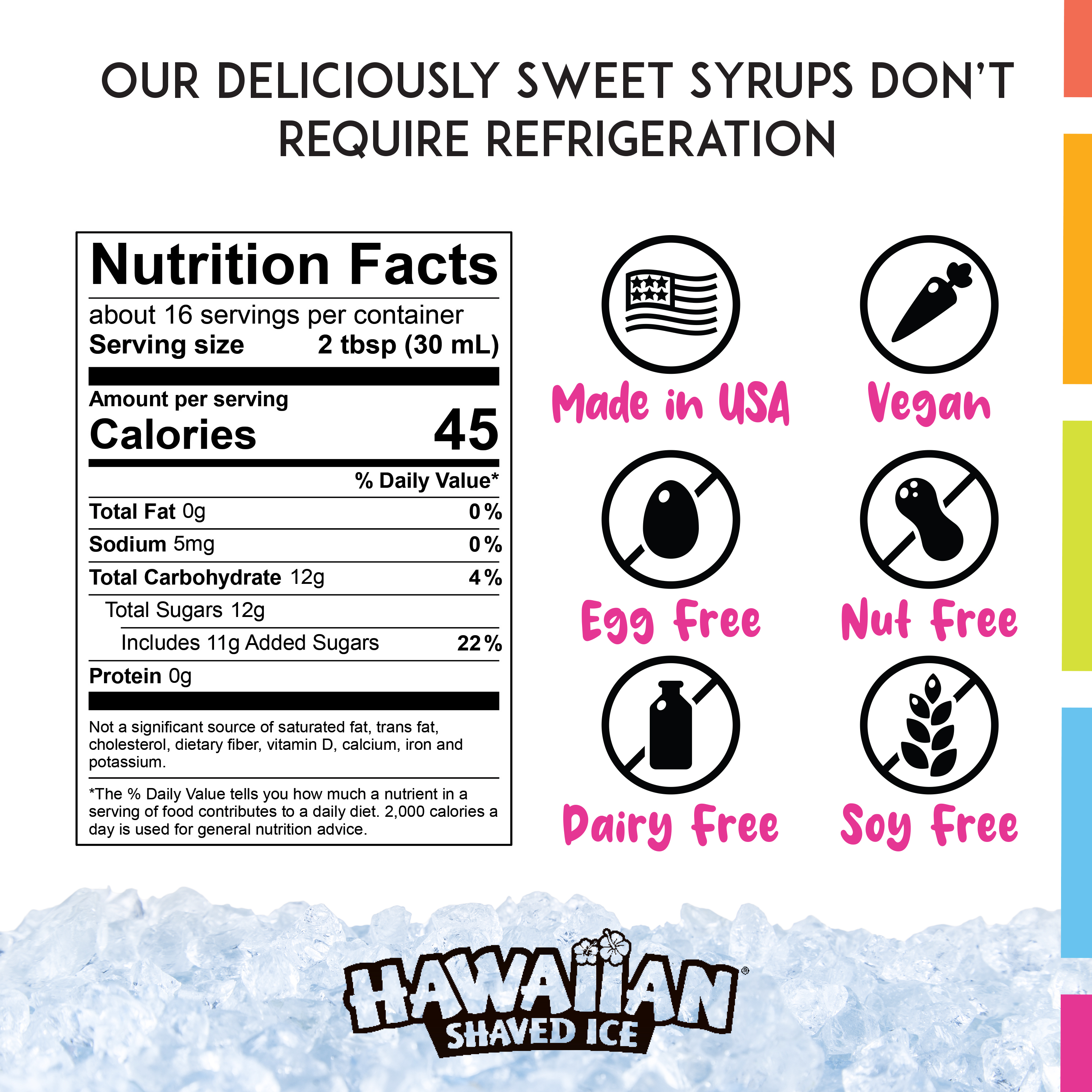 Hawaiian Shaved Ice Brand 10 Flavor Variety Pack Snow Cone Syrup