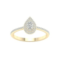 Imperial 1/3 Ct TDW Pear Diamond Double Halo Engagement Ring in 10K Yellow Gold (H-I, I2)