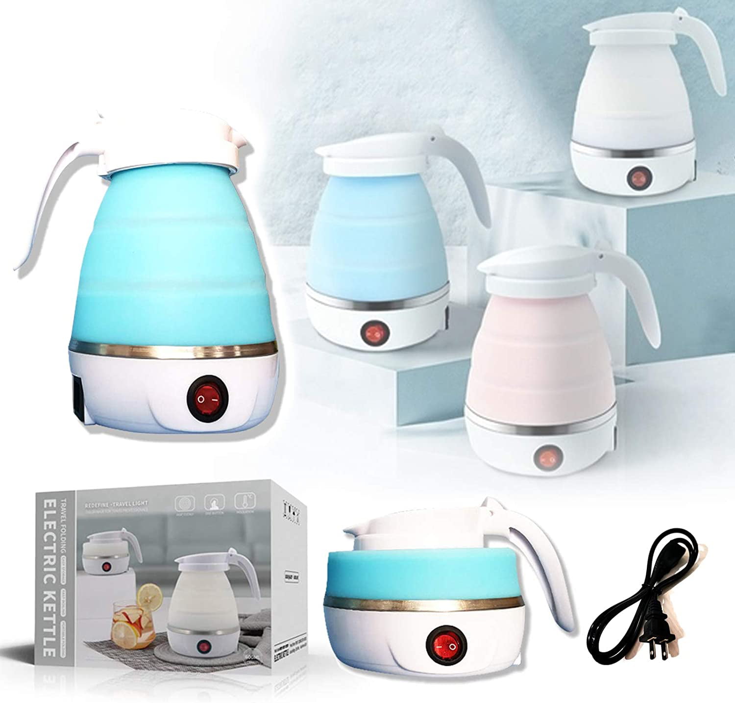 UpdateClassic,Portable Travel Foldable Electric Kettle Collapsible