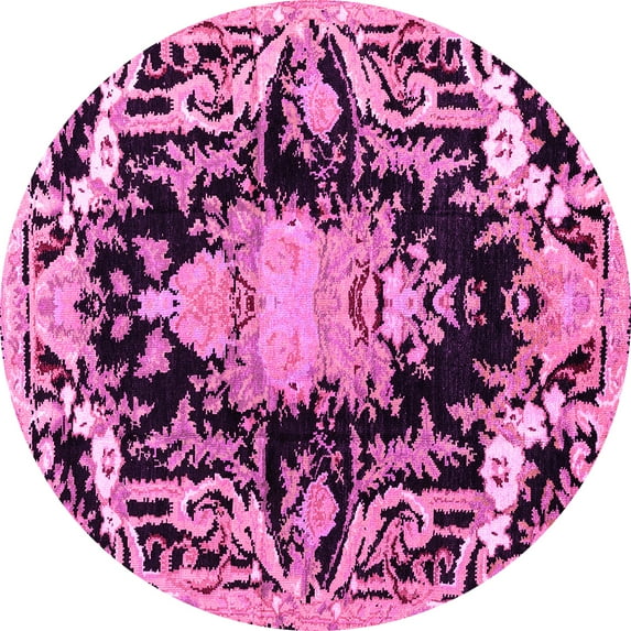 Ahgly Company Indoor Round Medallion Pink French Area Rugs, 3' Round