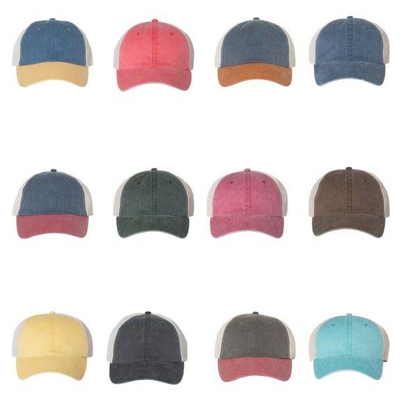 Sportsman - Trucker Cap Pigment Dyed Trucker Hat Cap | Size - Adjustable, Pack 12