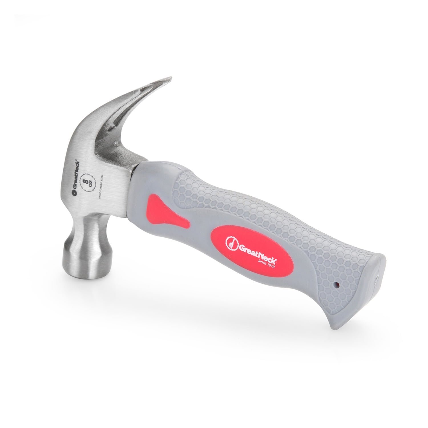 GreatNeck Mini Claw Steel Hammer with Rubber Handle, 8 oz