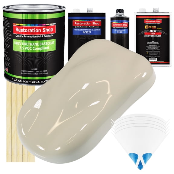 OLYMPIC WHITE Low Voc Urethane Basecoat/Clearcoat Car Auto Paint Complete FAST Gallon Kit - Restoration Shop