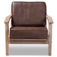 thumbnail image 3 of Baxton Studio Sigrid Mid-Century Modern Dark Brown Faux Leather Effect Fabric Upholstered Antique Oak Finished Wood Armchair, 3 of 9