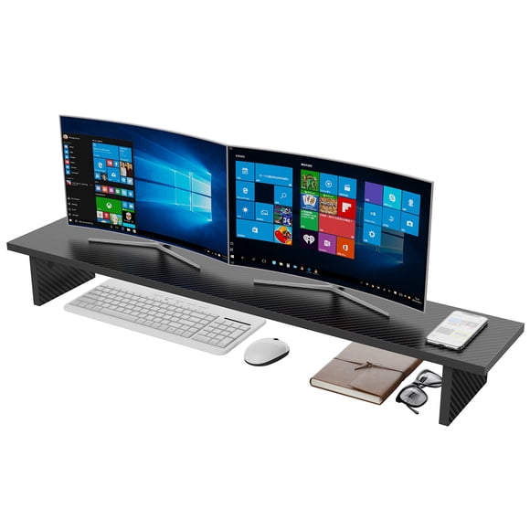 EUREKA ERGONOMIC Dual Monitor Stand - Adjustable Legs, Dual Monitor Riser, Carbon Fiber Computer Monitor Stand, Desktop Organizer, Monitor Stand Rise