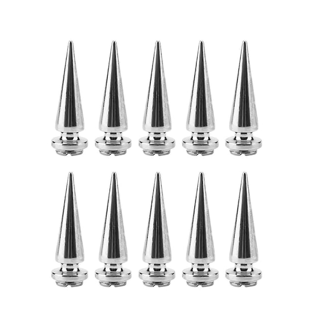 Lot de 10 rivets et goujons métalliques à visser pour le bricolage du cuir (argent)