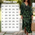 thumbnail image 6 of DISNIMO Maxi Dresses for Women Leaf Print Casual 3/4 Sleeve Dress Linen Style V Neck Shift Dress Fashion Loose Fit Midi Dresses, S, 6 of 6