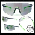 thumbnail image 3 of Photochromic Clear to Dark Mirrored Sport Shield Wrap Rimless Sunglasses [Slate Green - Teal Mirror], 3 of 9