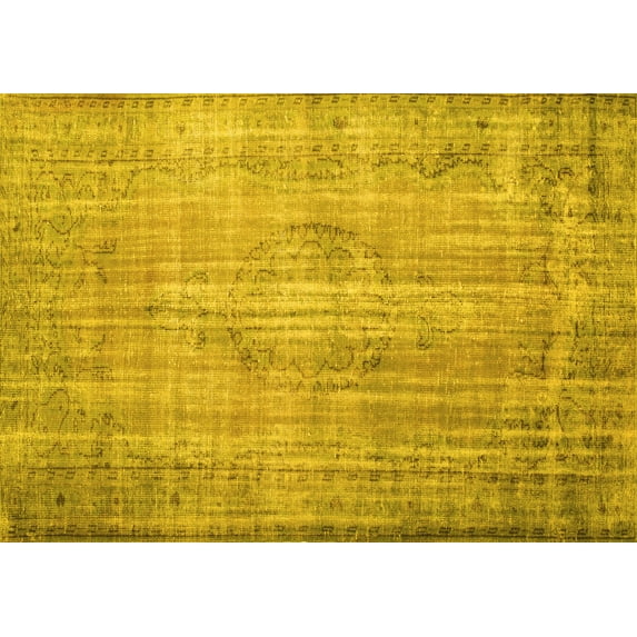 Ahgly Company Indoor Rectangle Persian Yellow Traditional Area Rugs, 7' x 10'