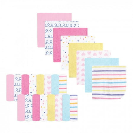 Hudson Baby Infant Girl Rayon from Bamboo Washcloth Bundle, Colorful Dots, One Size