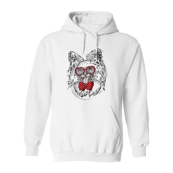 A Hipster Dog Hoodie Women -Image by Shutterstock, Female Small