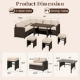 thumbnail image 3 of AECOJOY 7 Pieces Patio Furniture Set PE Rattan Outdoor Dining Set Sectional Sofa Couch with Table Patio Conversation Set in Beige, 3 of 7