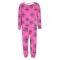 thumbnail image 6 of Xijirk Women Halloween Pajama Set Long Sleeve Boat Neck Top with Jogger Pants Spider Web Print Loungewear for Sleepwear and Holiday Party,Hot Pink,L, 6 of 7